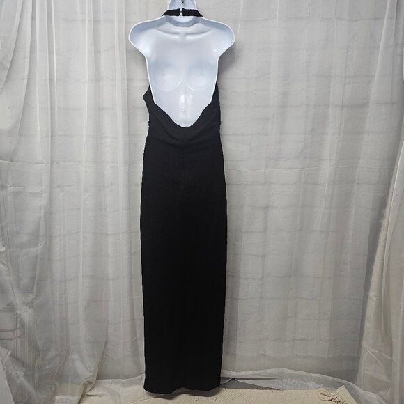 Vintage Blondie Nite by Jaslene Y2K Black Beaded Evening Dress Maxi Mesh 13 - Picture 3 of 7